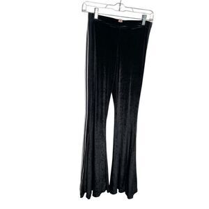 Farm Rio Sweatpants Women's Small Black Flare Bootcut Velvet Velour Striped